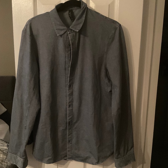 Lululemon Men Commission Long-Sleeve Shirt *Oxford ColourRiver Blue Enzyme Dye - Picture 1 of 6